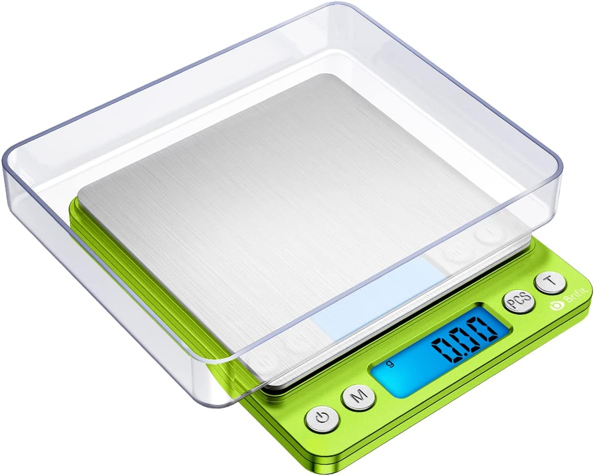 AMIR Digital Pocket Scales, (500g/ 0.01g) High-precision Electronic Weighting Scales, Jewelry Scales, Coffee Scales with Back-Lit LCD Display, Tare and PCS Features, for Chiristmas Gift (Green)