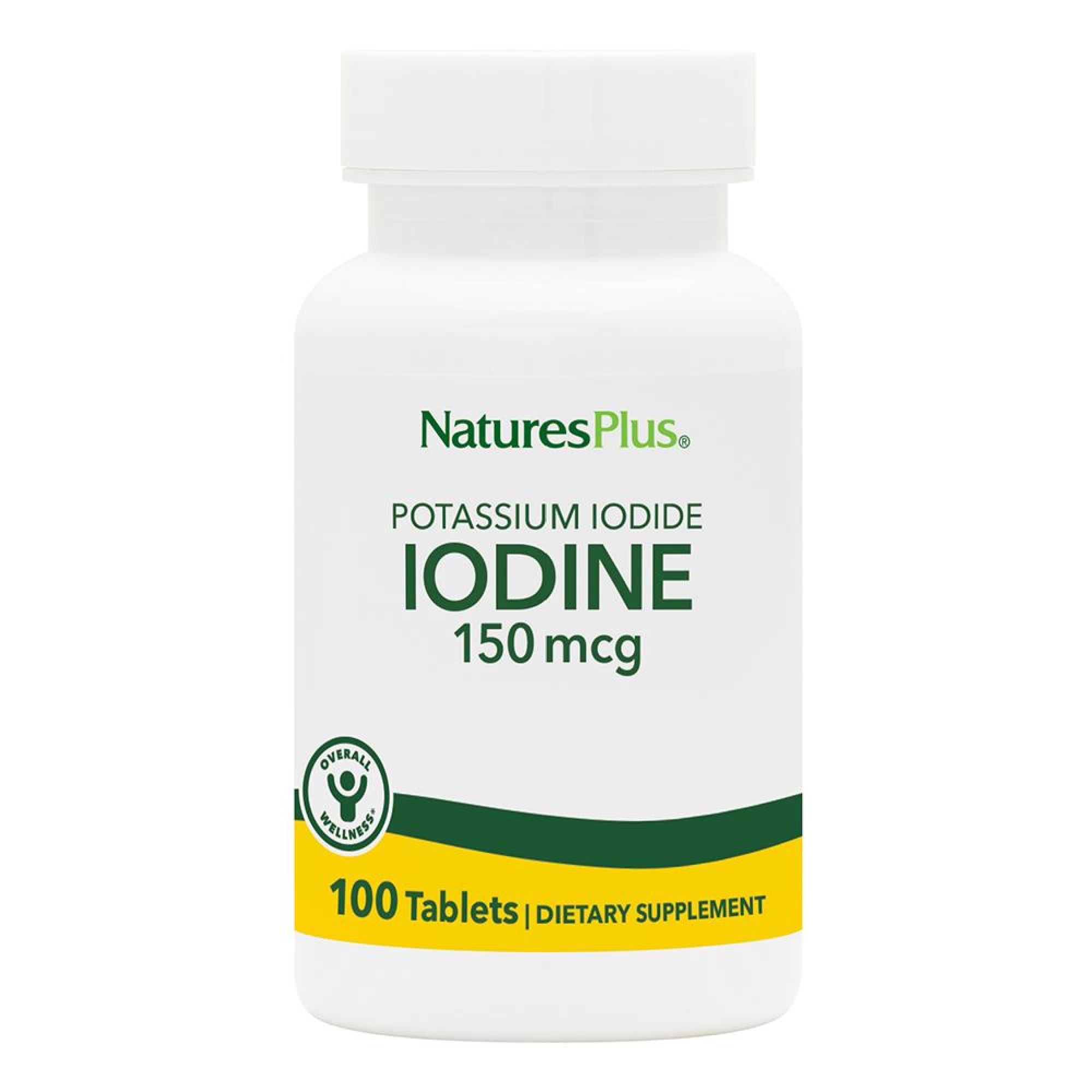 NaturesPlus Potassium Iodide - 150 mcg, 100 Vegan Tablets - Thyroid Support Supplement, Supports Respiratory Health - Vegetarian, Gluten Free - 100 Servings