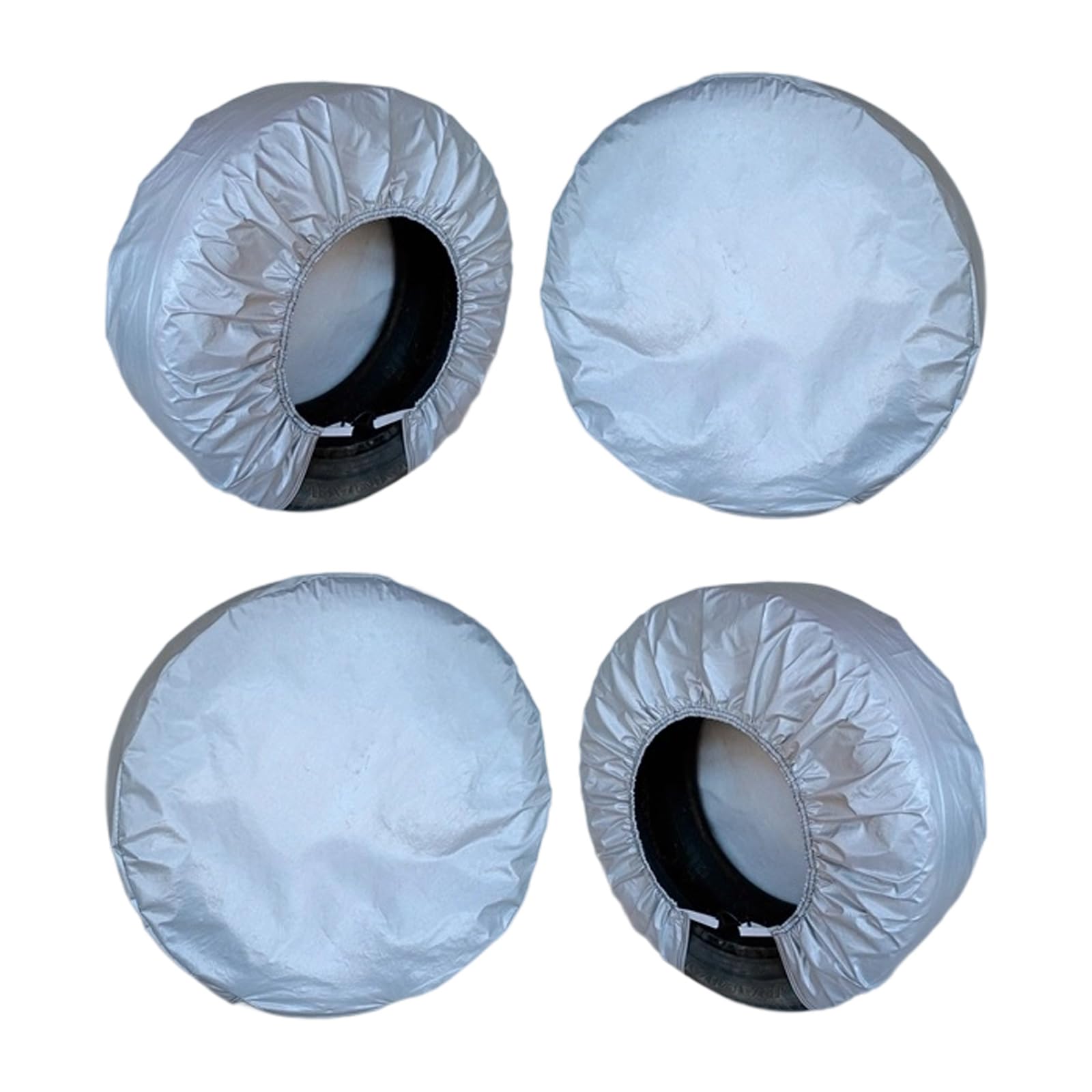 Paquete de 4 protectores de rueda plateados para camiones, autocaravanas, remolques, diseño fácil de poner y quitar, resistente a la decoloración