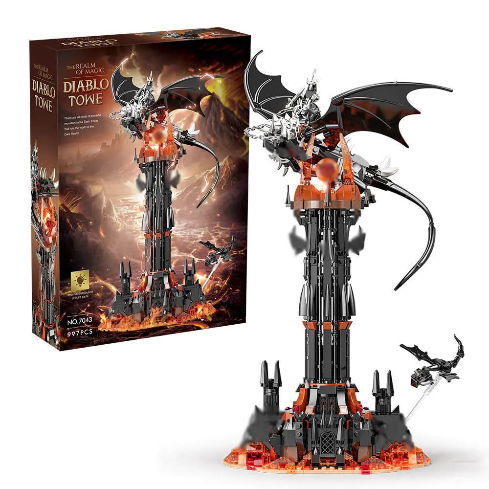 Magical Tower Building Blocks Set, Ideas Lord Castle Architecture with Light, Magical Lord Model Building Blocks kit
