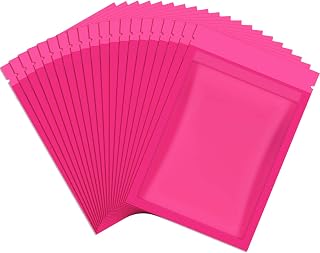 Blulu 100 Pieces Resealable Foil Proof Bags Scent Proof Flat Pouch Clear Smell Sealable Packing Bags Iridescent for Food Storage Snack Jewelry(3 x 4 Inch,Pink)