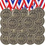 Landical 24 Pcs Cross Country Running Medals 2 inch Cross Country Awards Bronze Medals with Neck Ribbons Trophy Prize Gift for Sports Party Participation Winner