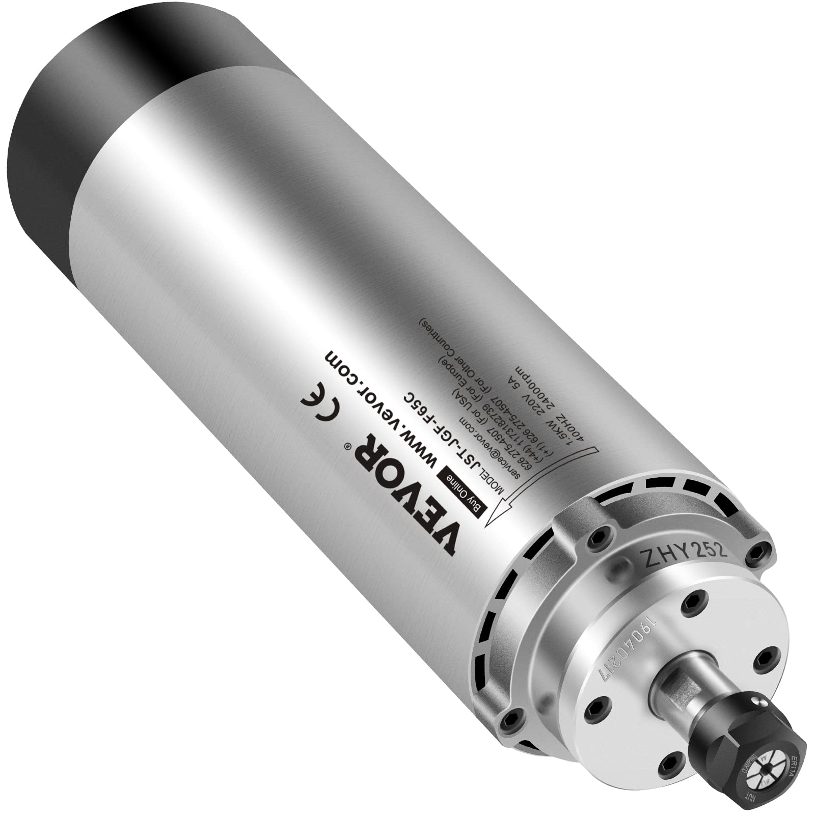 VEVOR Motor de Husillo Refrigerado por Aire de 1,5 KW Fresado, Motor de Husillo Refrigerado por Viento de 220 V, Motor de Giro Refrigeración por Aire 400 Hz Diámetro de 65 X 205 mm de Alta Potencia