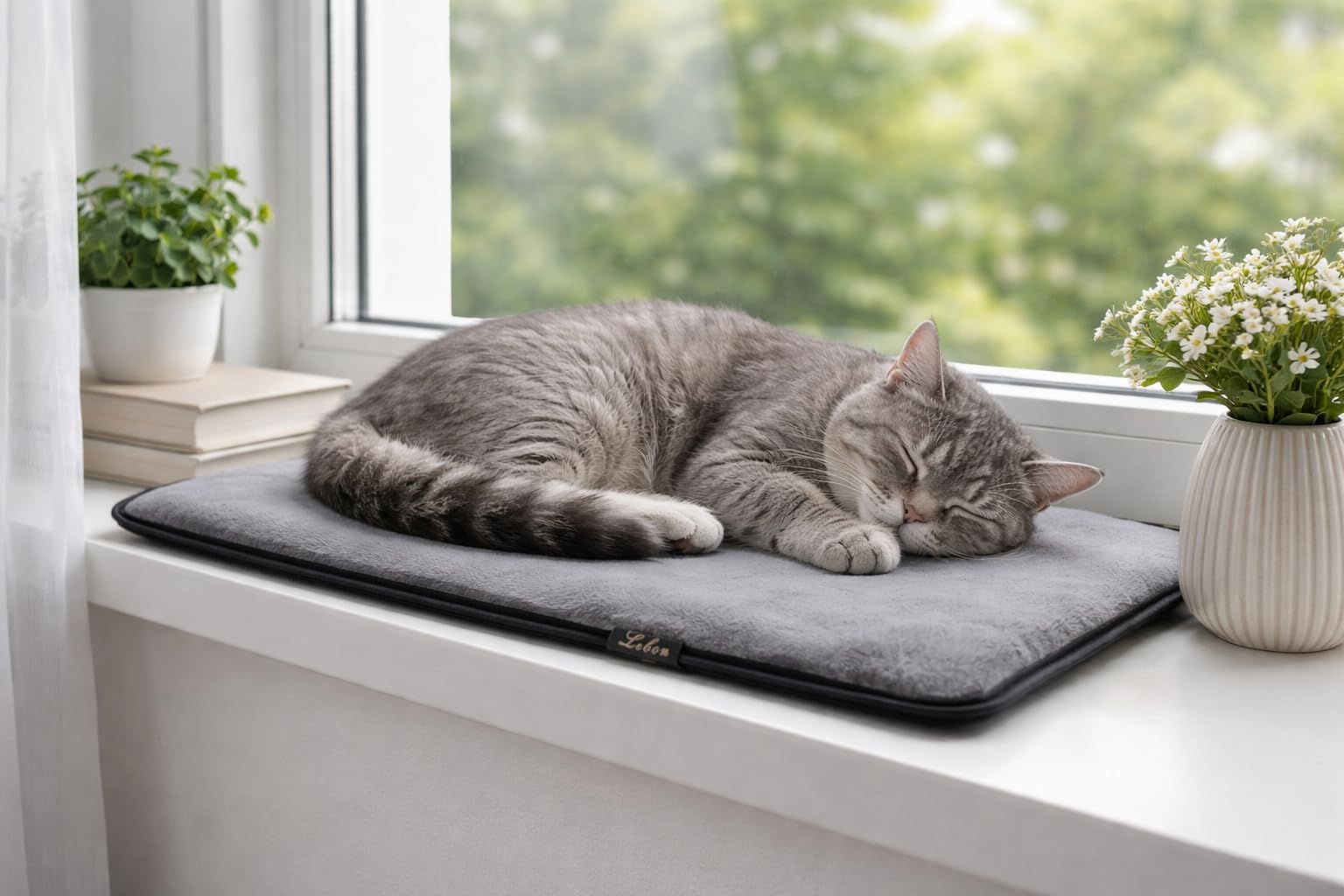 Lebon - Banki - 2 STÜCK - Fensterkissen - Fensterliegekissen - Fensterbankliegeplatz - Fensterbankkissen Kissen Katzenbett - 60x25 - Kuschelweich - Ideal zum ausruhen am Fenster