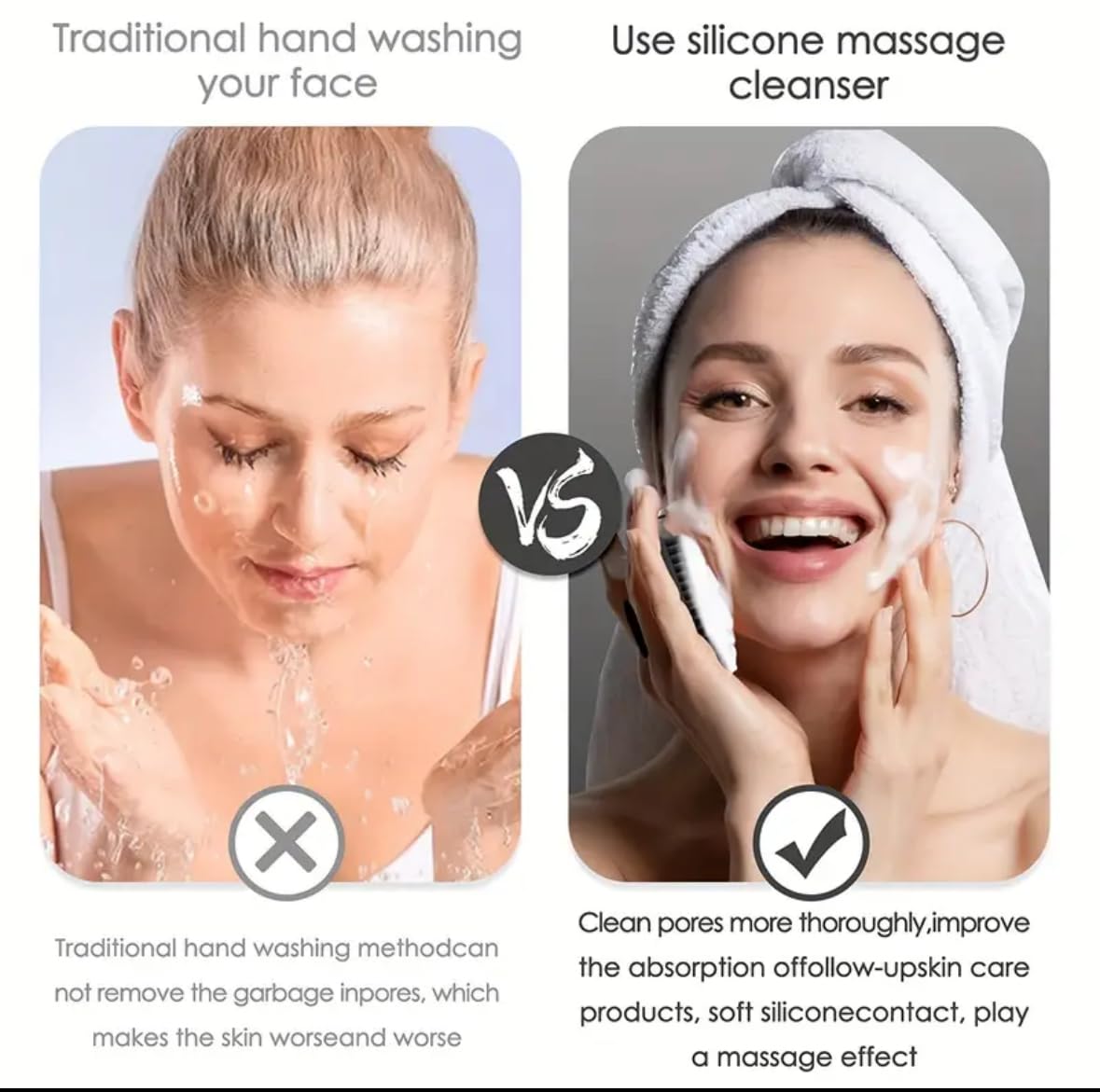 Silicone Face Scrubber, Gentle Facial Cleansing Brush & Exfoliator for Sensitive Skin, Deep Pore Cleanser, Eco-Friendly - Image 3