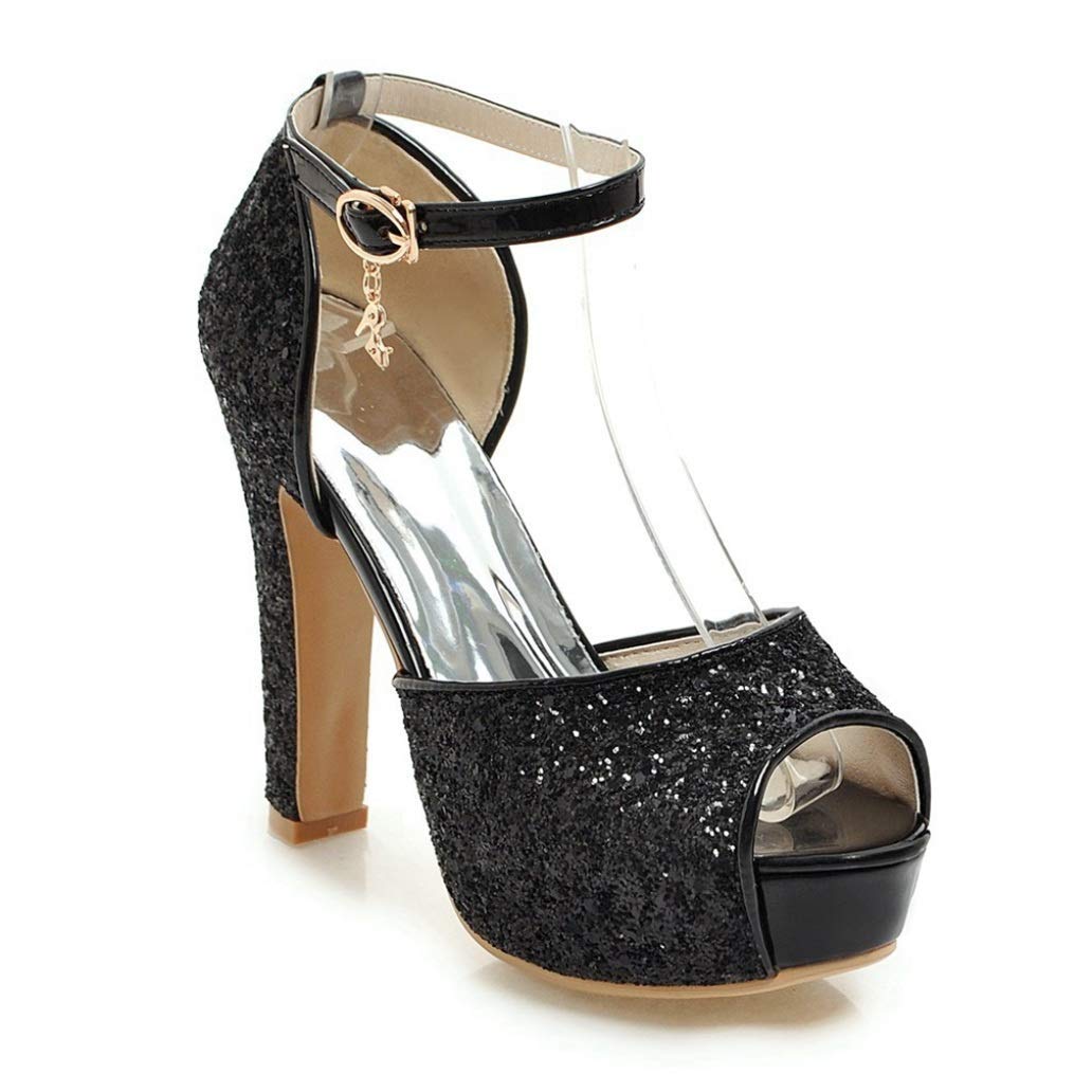 black glitter platform shoes