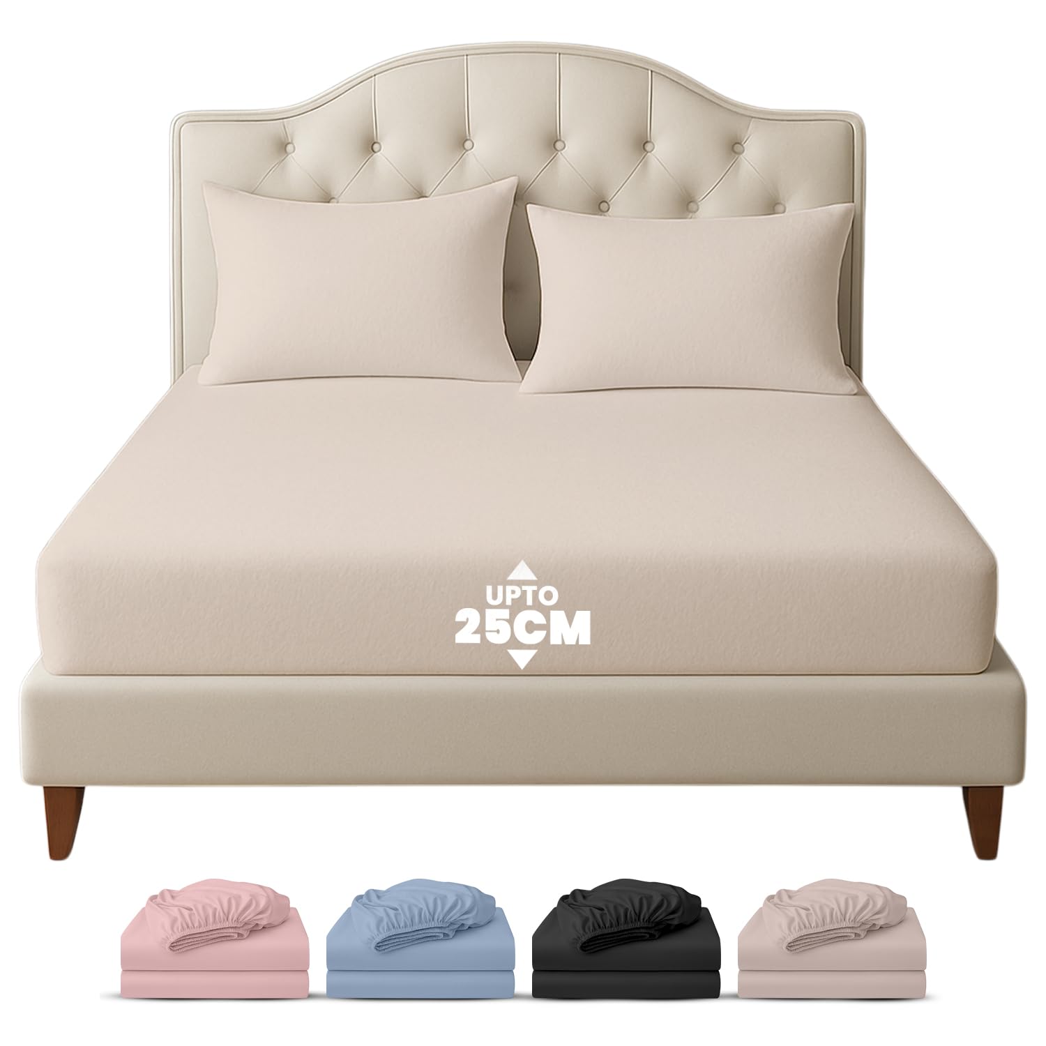 Rohi 100% Brushed Cotton Flannelette King Size Fitted Sheets - Super Soft & Cozy Thermal Bed Sheets - 25cm/10" Deep