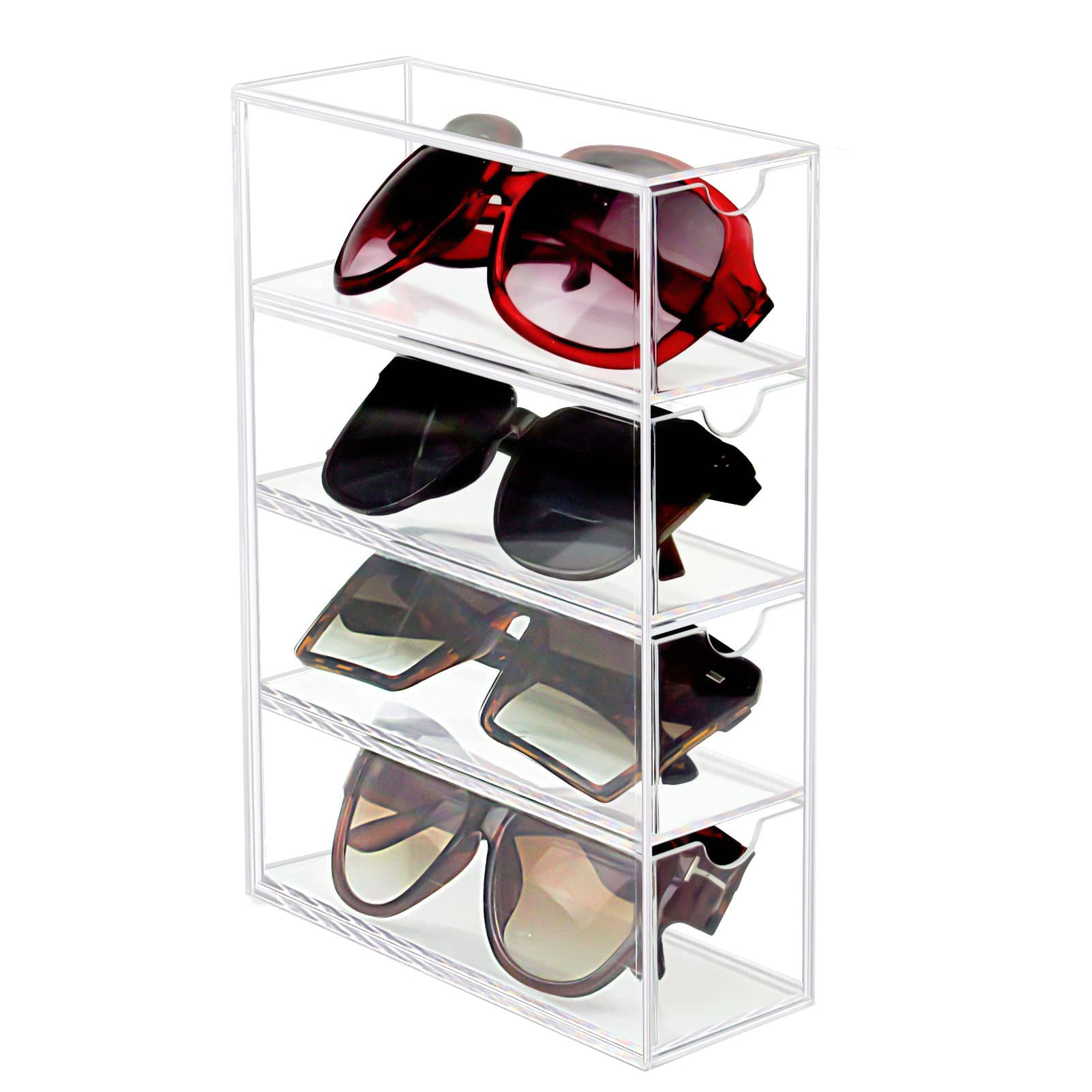 TERRIFITERRIFI Sunglasses Organizer, Drawers Acrylic Eyeglass Case Clear  Eyeglass Holder Eyewear Display Case for Sunglasses, Fashion Eye Wear