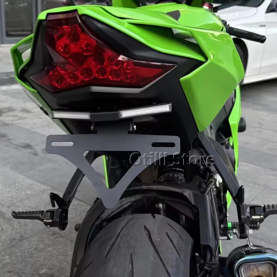Motorcycle License Plate Holder Rear Short Tail Tidy LED Light Tailstock Frame Bracket Kit for Kawasaki Ninja ZX10RR ZX10R 2023-