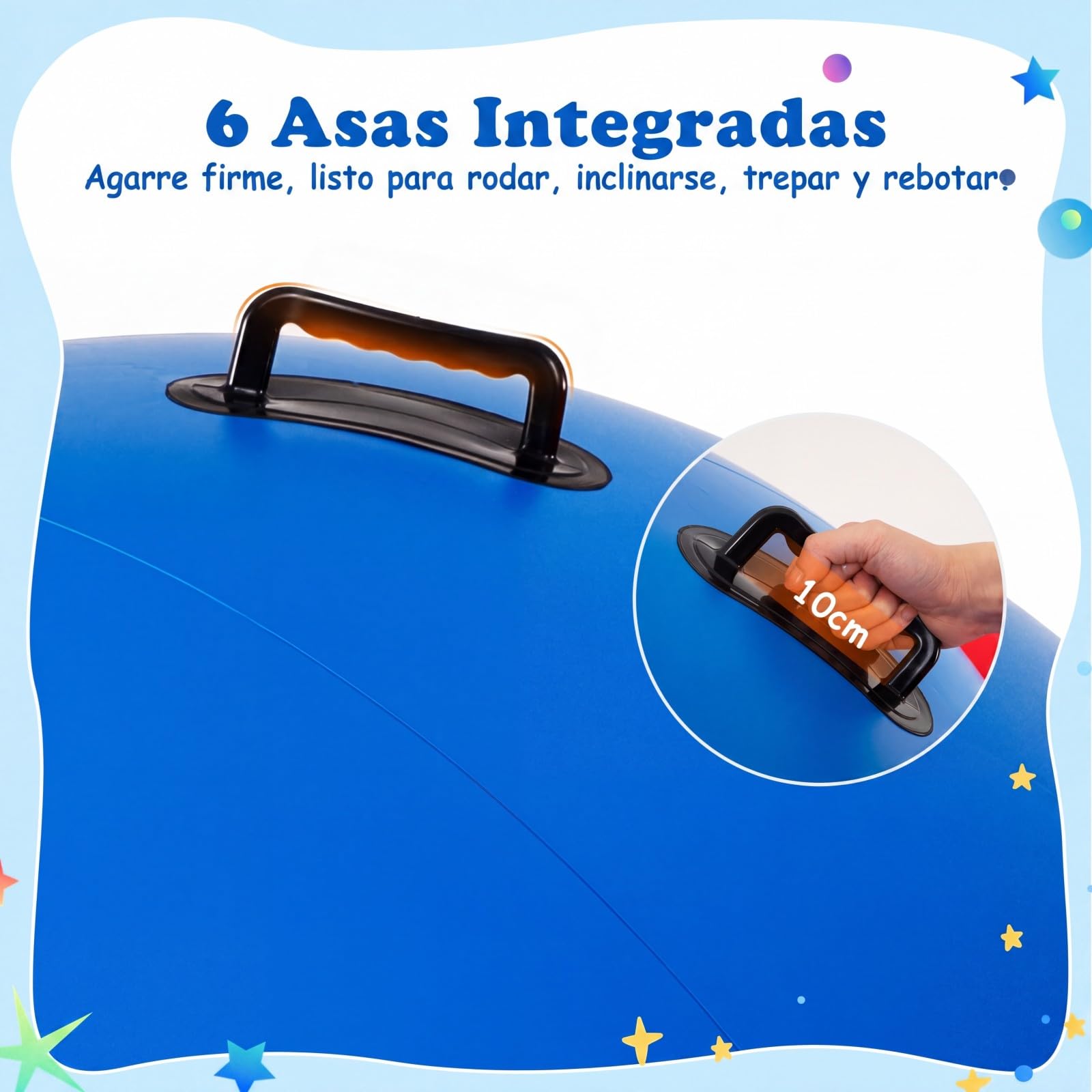 COSTWAY Balancín Inflable para Niños Mayores de 5 Años, 223 x 123 cm con 6 Asas Incorporadas, Balancín Inflable con Cúpula (Rojo)