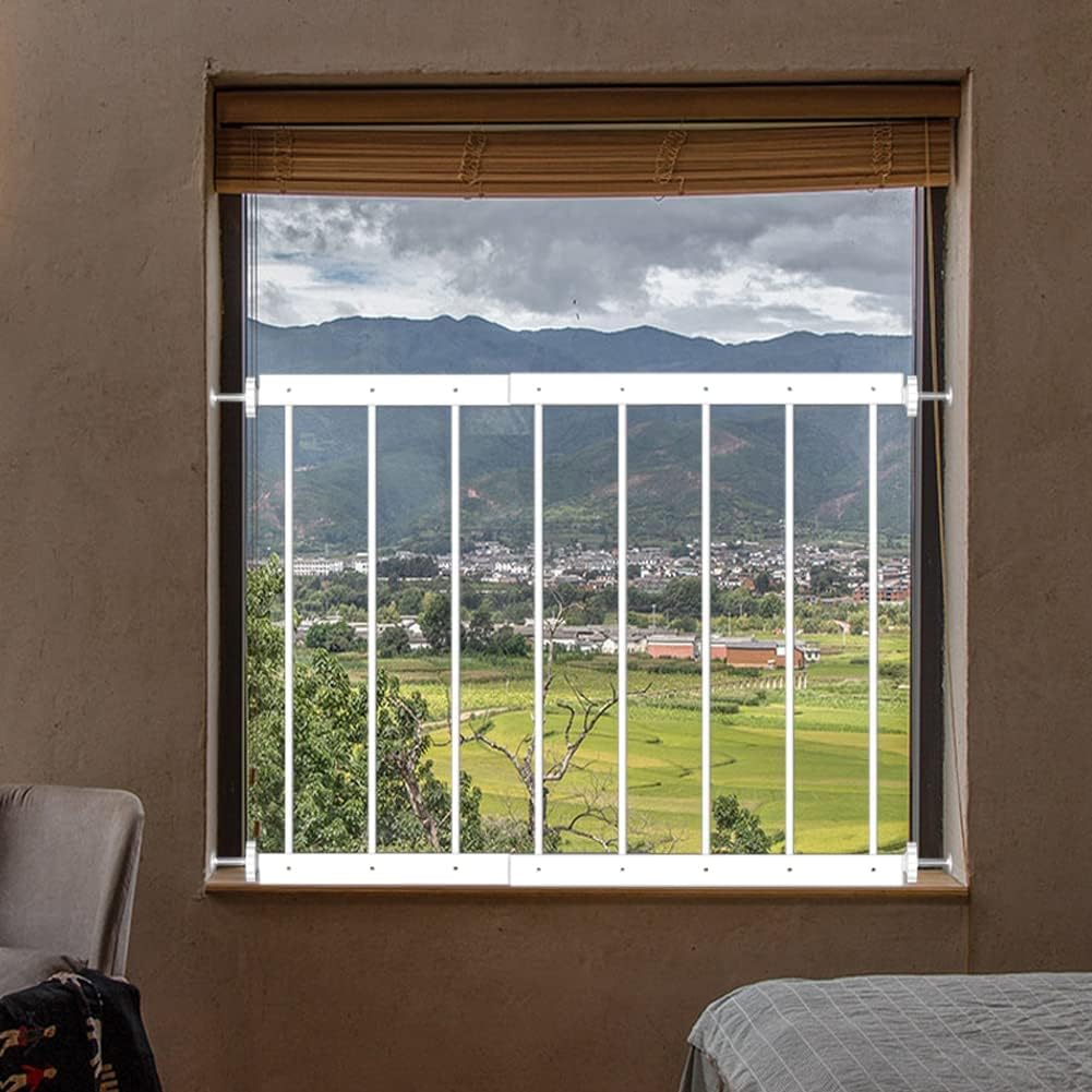 WAOWAO Protectores de Seguridad para Ventanas para niños, niños y niños pequeños, a Prueba de Mascotas, Extra Anchos, Color Blanco, protección para Ventana, Puerta de Seguridad para el hogar, 49.5