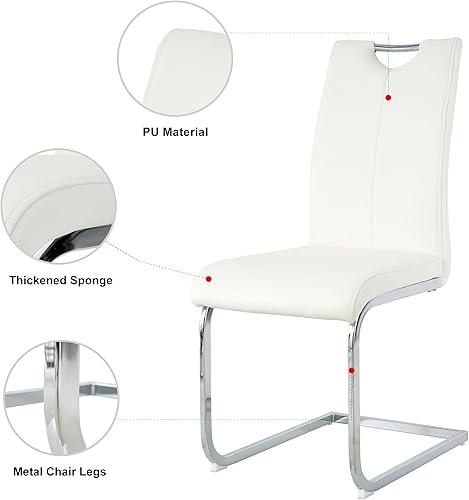 Miniatura 6 de Goujxcy Juego de mesa de comedor de cristal moderno para 6, juego de mesa y sillas de cocina de cristal plateado, juego de mesa de comedor de 7
