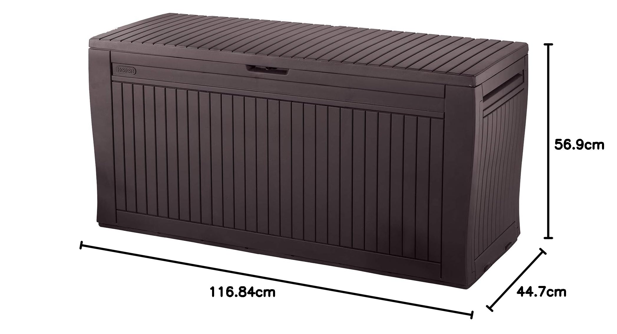 Keter Comfy Aufbewahrungsbox für den Außenbereich, Kunstharz, Kunststoff, Holzoptik, wetterfest, Braun