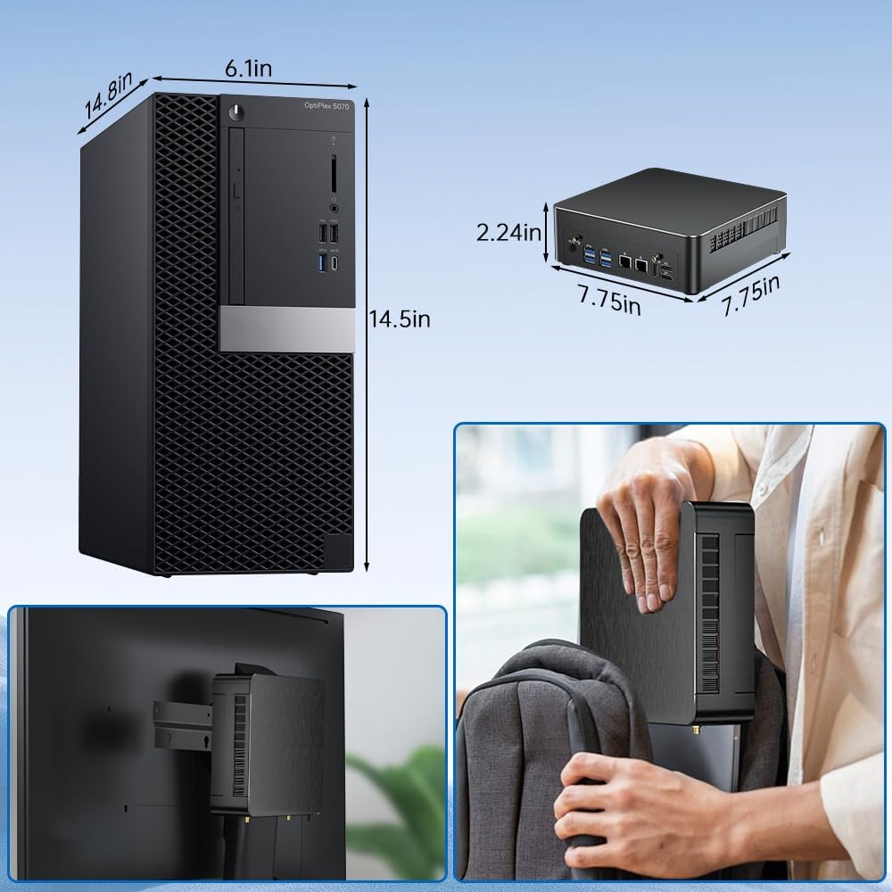 Thdeukoty Mini PC with Core i9-9880H 2.3 up to 4.8GHz, 64G DDR4 2T SSD, Windows 11 Pro Desktop Computer, DP*1, HDMI*2 4K@60Hz Triple Display, Optical, Dual LAN, WiFi6E/BT5.3,VESA - Image 7