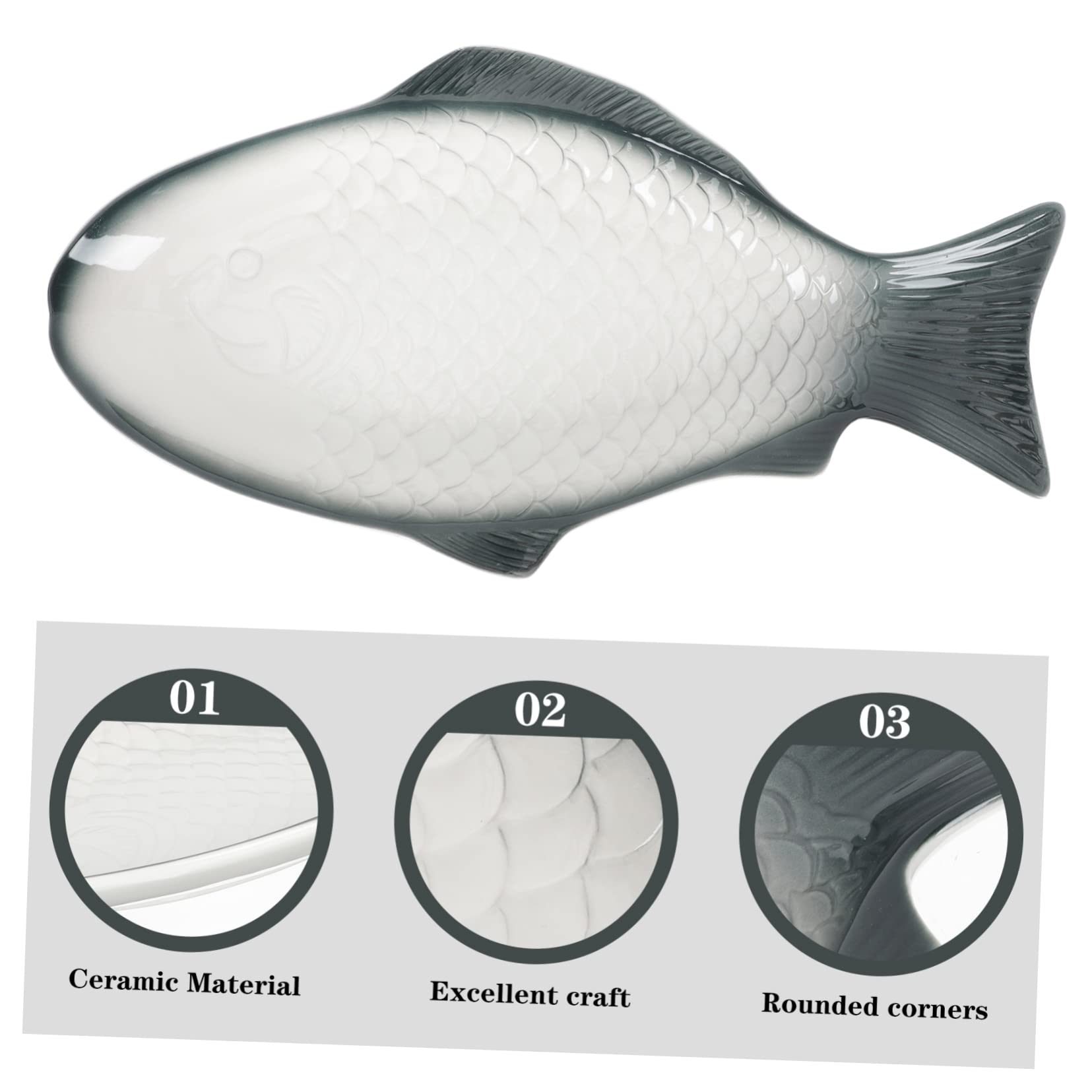Mikinona Piatto a Forma di Pesce in Ceramica per Pesce e Frutti di Mare | Vassoio per Cottura al Vapore, per Antipasti e Portata da Tavola, Oggetto Regalo per Inaugurazione