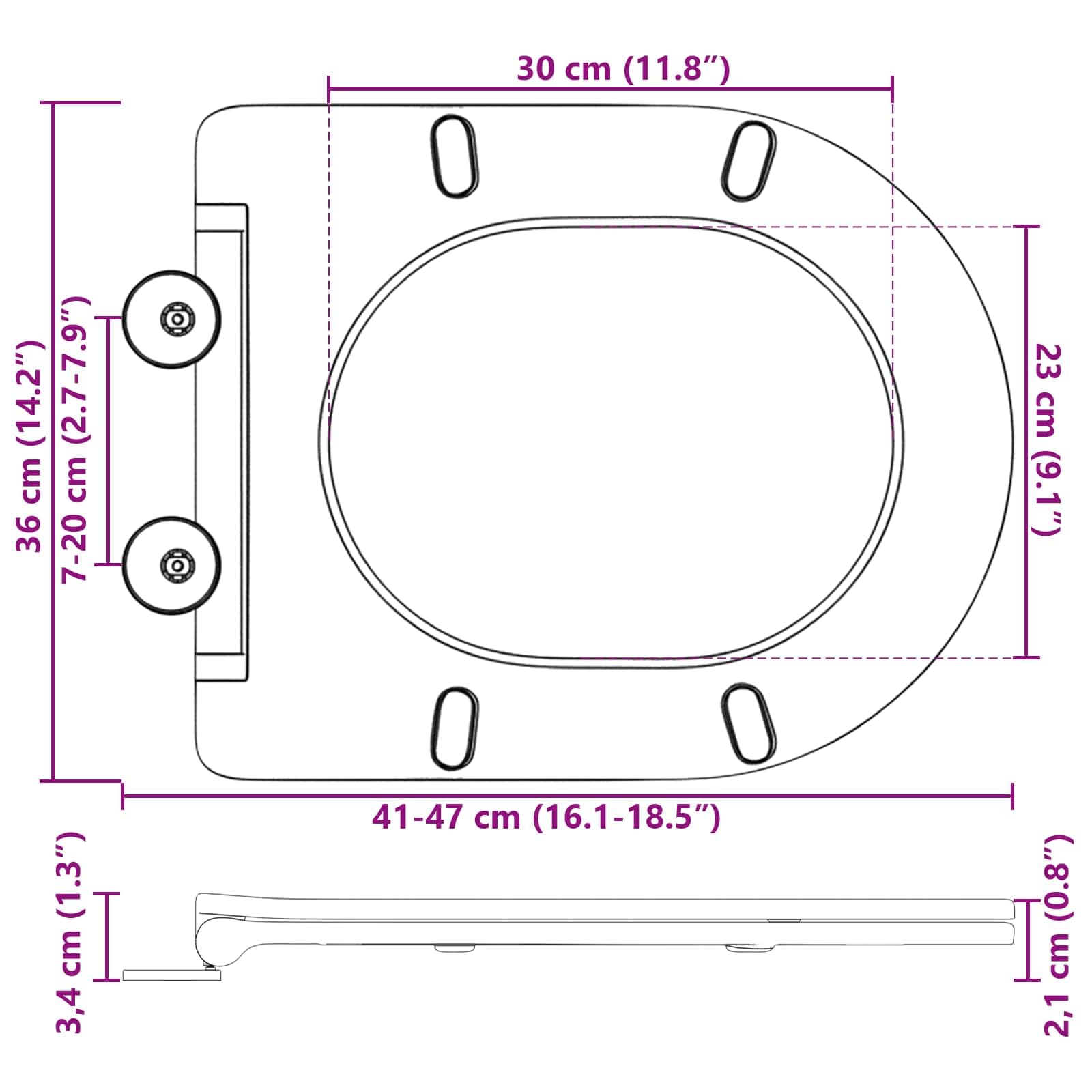 Asiento de inodoro antracita 47 x 36 x 3,4 cm de Duroplast para inodoro con descenso automático, bisagra y montaje para baño y apartamento