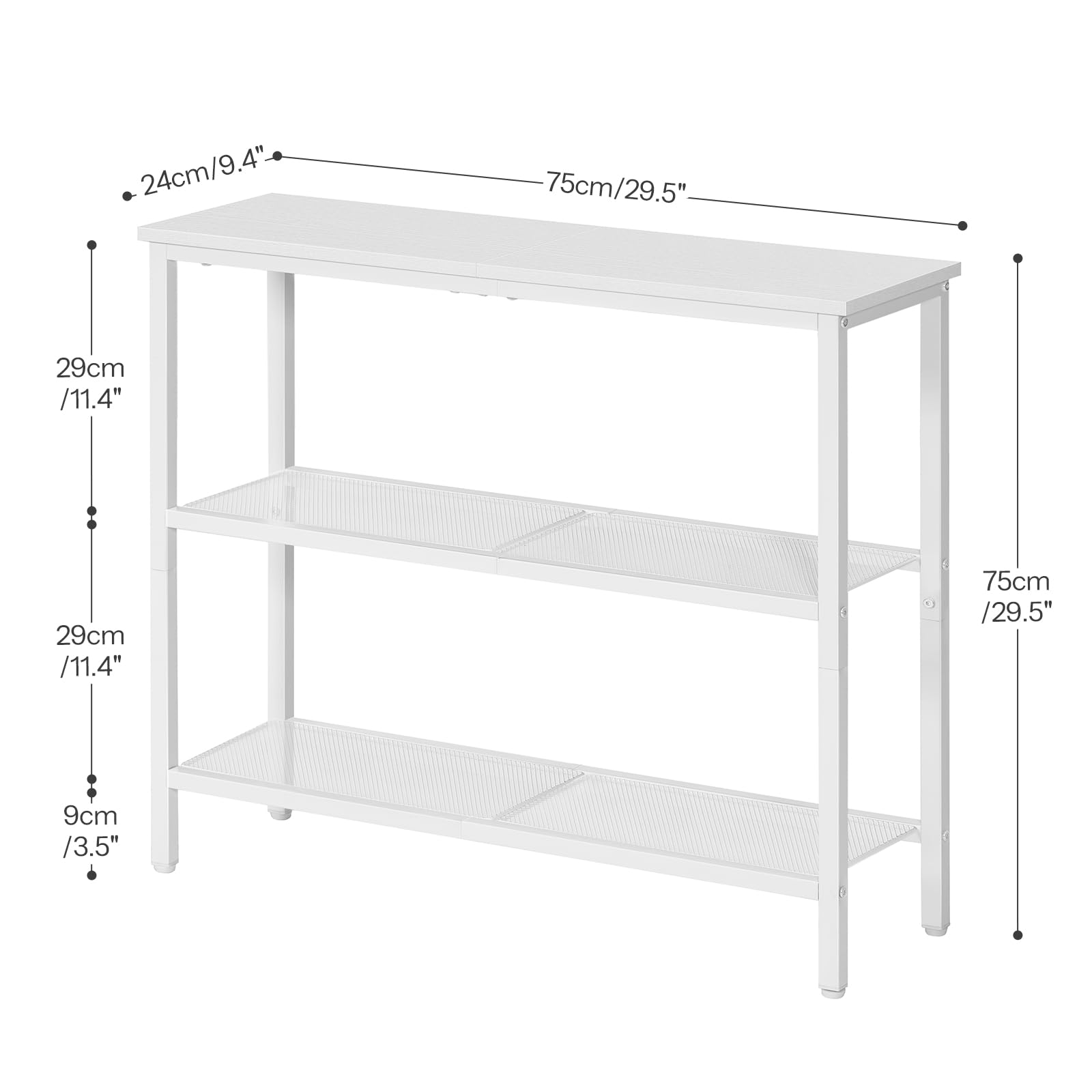 HOOBRO Mesa de Entrada Estrecha, Consola de Entrada, Mesa de Sofá, Mesa Auxiliar, Pasillo, Entrada, Salón, Blanco EWW73XG01
