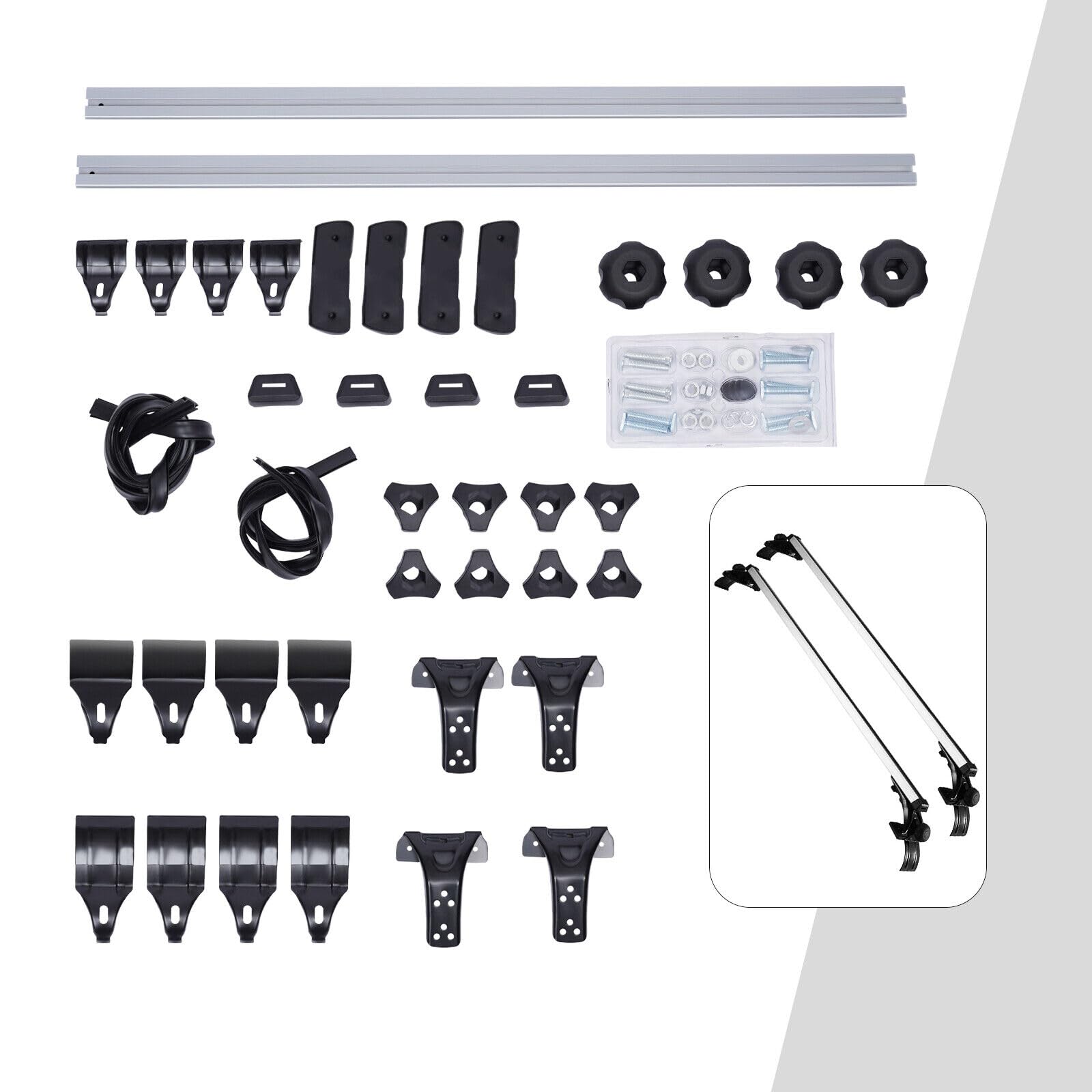 2 Stück Dachträger aus Aluminium, Universal Dachgepäckträger Relingträger Dachreling bis 75kg, Dachträger Ohne Reling Dachgepäckträger
