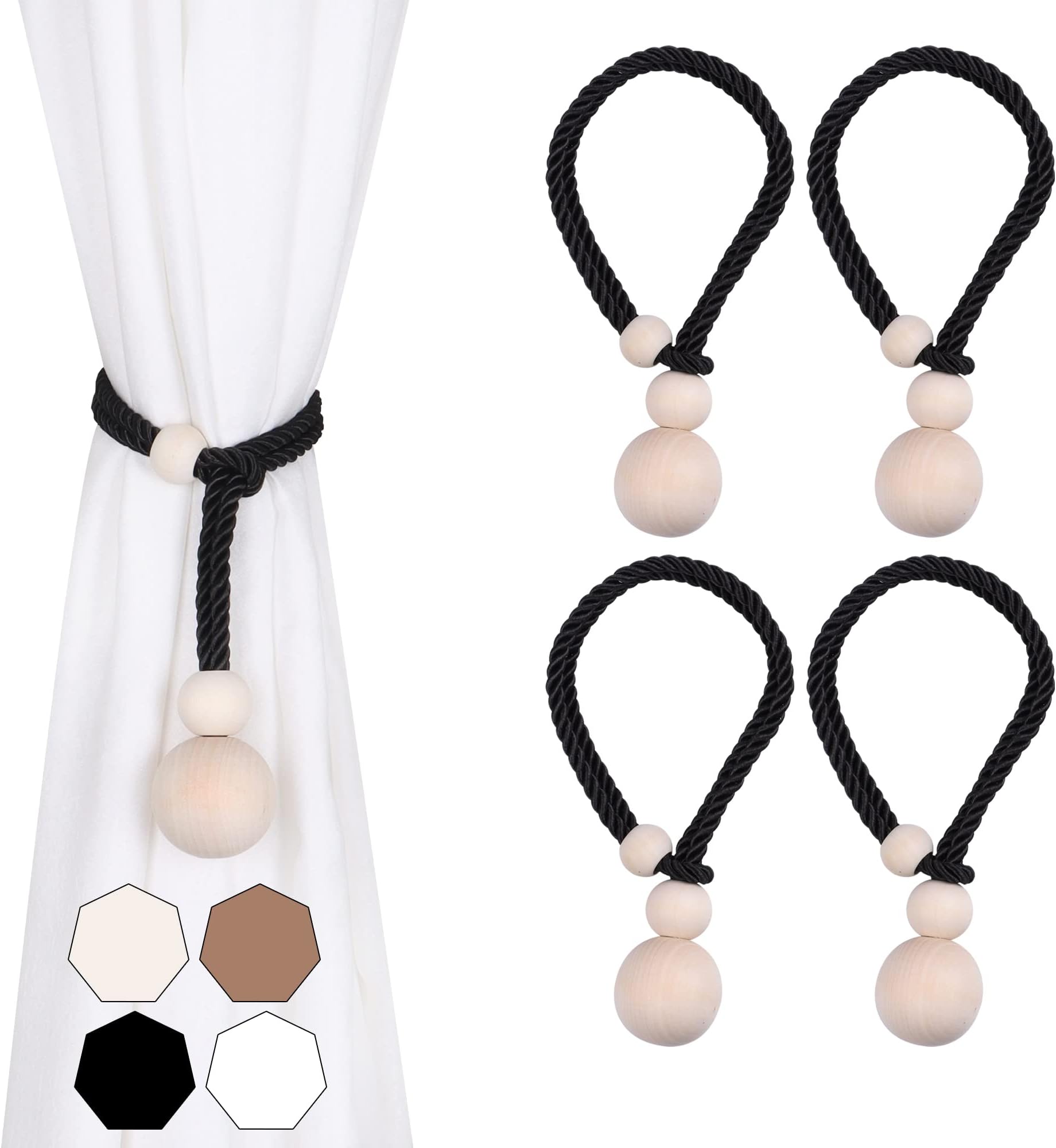 QIDISGOY 4 Pack Curtain Ties for Drapes Tassels, Farmhouse