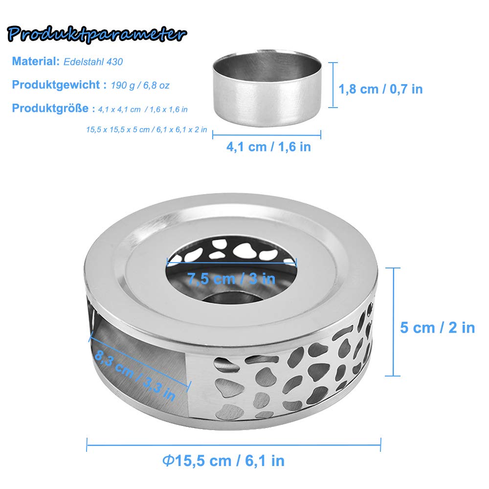 Calentador de Tetera de Acero Inoxidable para Juegos de té y Café