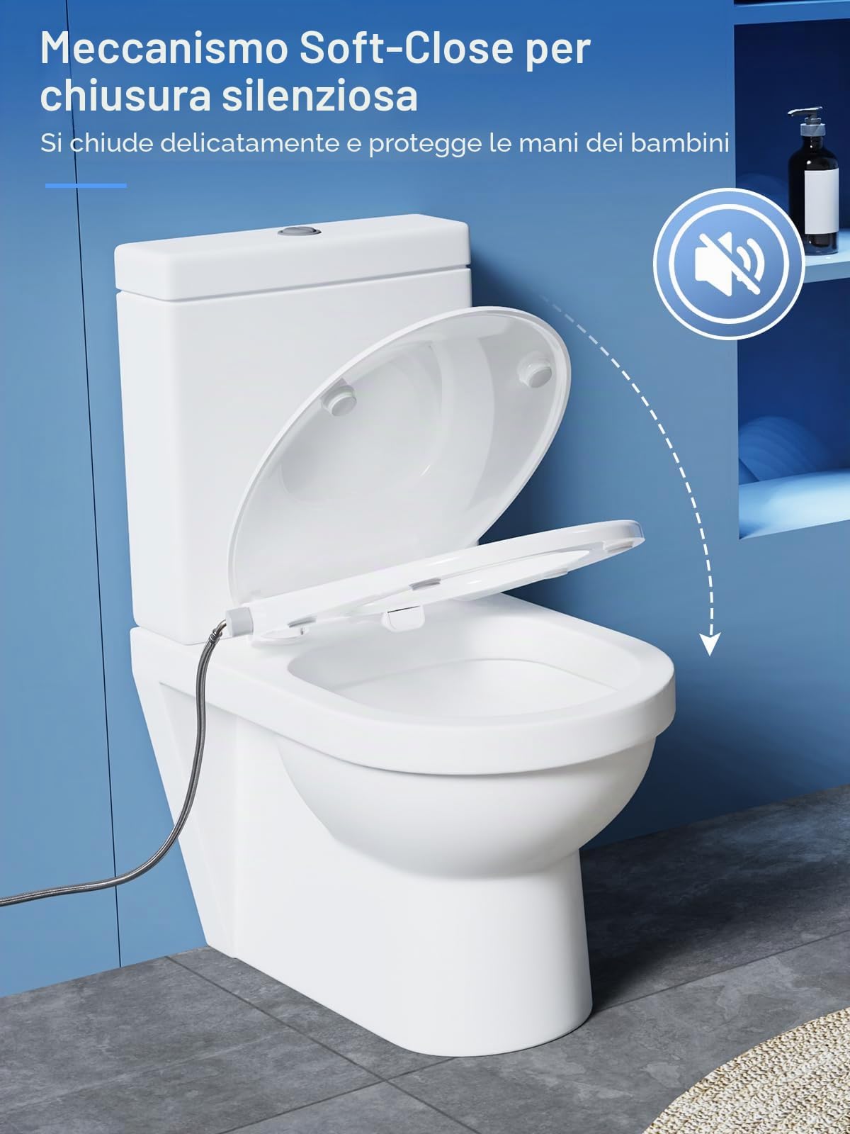 YEAUPE PRO Tavoletta WC Forma O in Urea Non Elettrico con Bidet, Soft Close | Sedile WC con acqua regolabile, sgancio rapido, facile pulizia e installazione semplice, adatto per WC domestici forma O