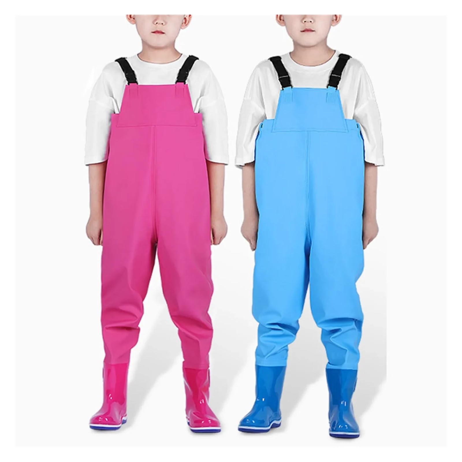 Pantaloni Impermeabili con Bretelle per Bambini, da Pesca e da Gioco, con Stivali, per Caccia e Pesca, per Bambini (Blu 11)