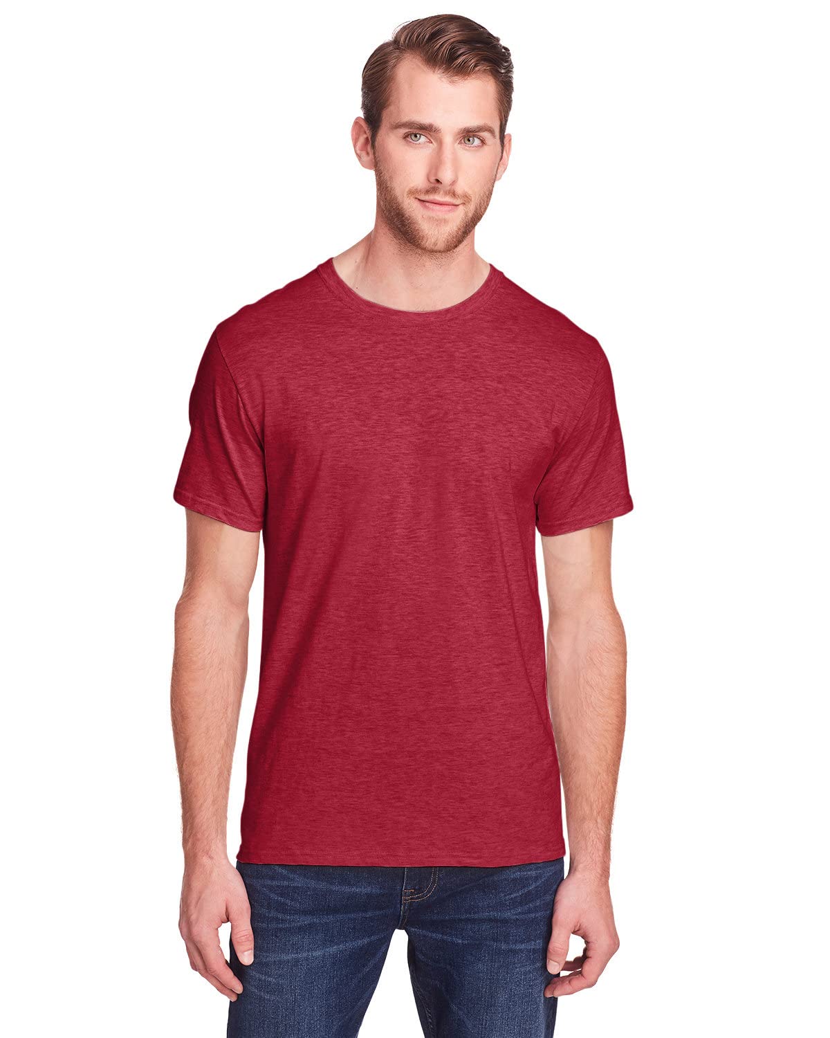 Fruit Of The Loom Men's Peppered Red Hth Iconic T-Shirt, S