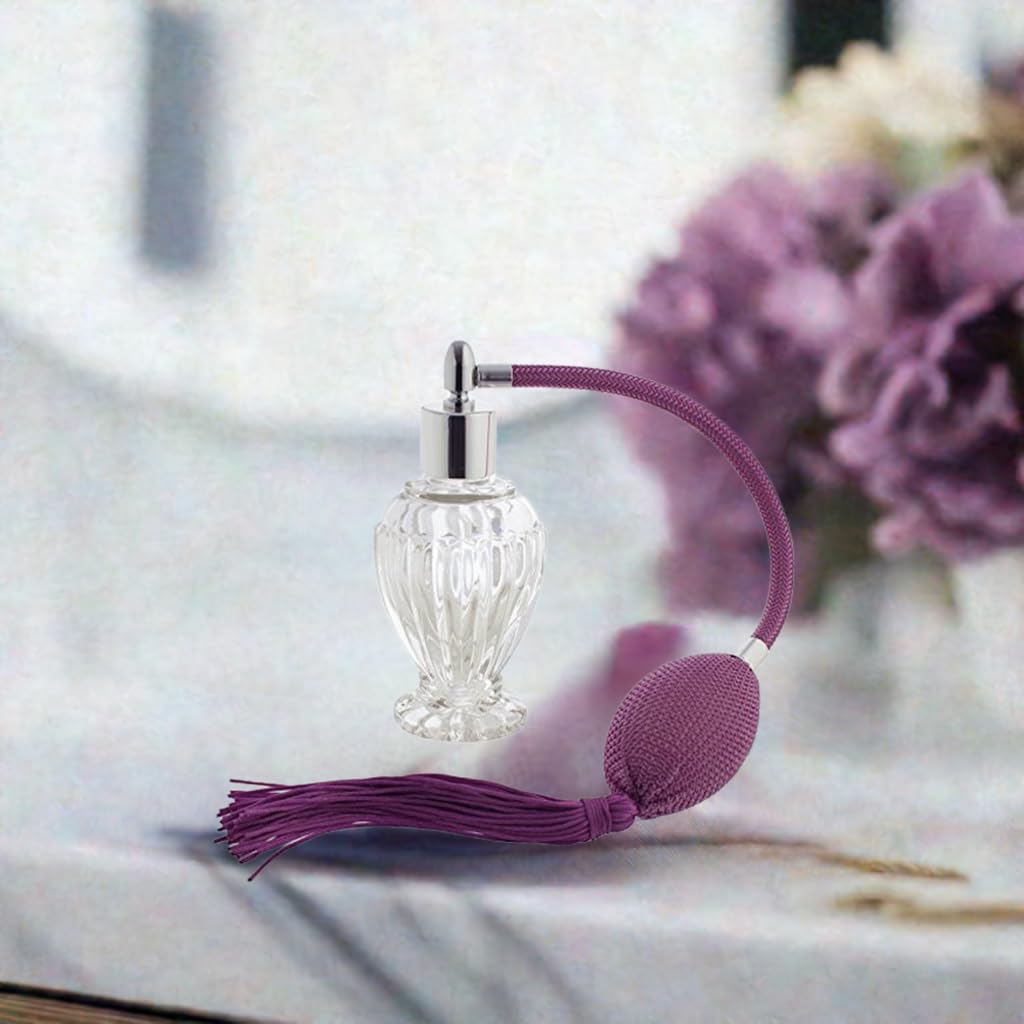 トップス VINTAGE PERFUME SMELL WAFFLE TOP JP440. Vintage Clear Swirl Glass Perfume Spray With Puffer