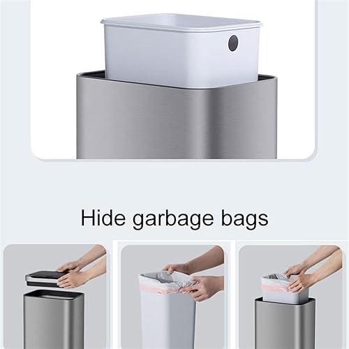 Miniatura 3 de Basurero de cocina de 13 litros de gran capacidad, inteligente para cocina, de acero inoxidable, sensor automático, cubo de basura para dormitorio