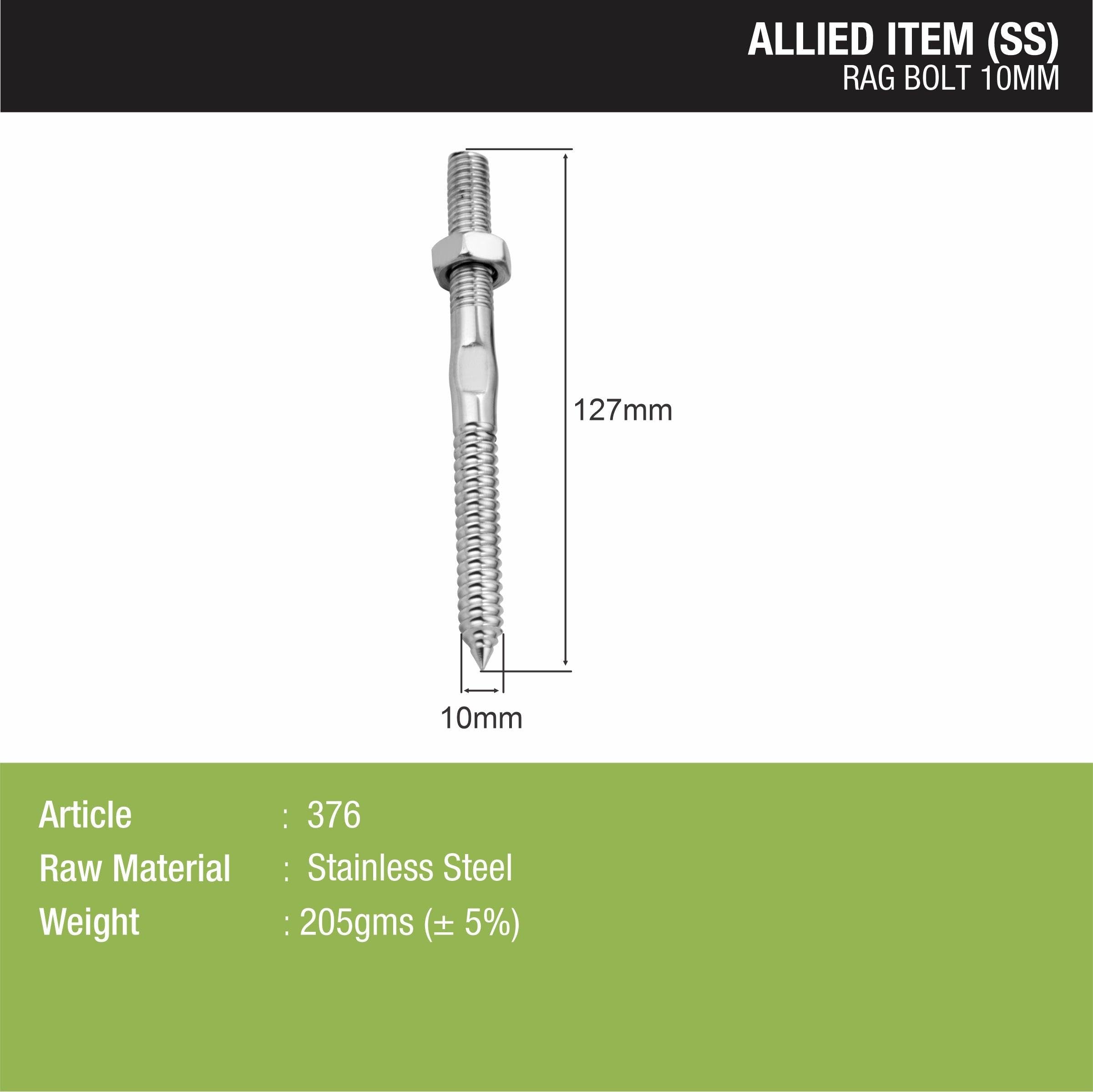 LIPKA 10 MM Rag/Rack Bolt Stainless Steel Rag/Rack Bolt 10 MM | with Full Accessories for Wash Basin (Set of 2) — Amazon image 2