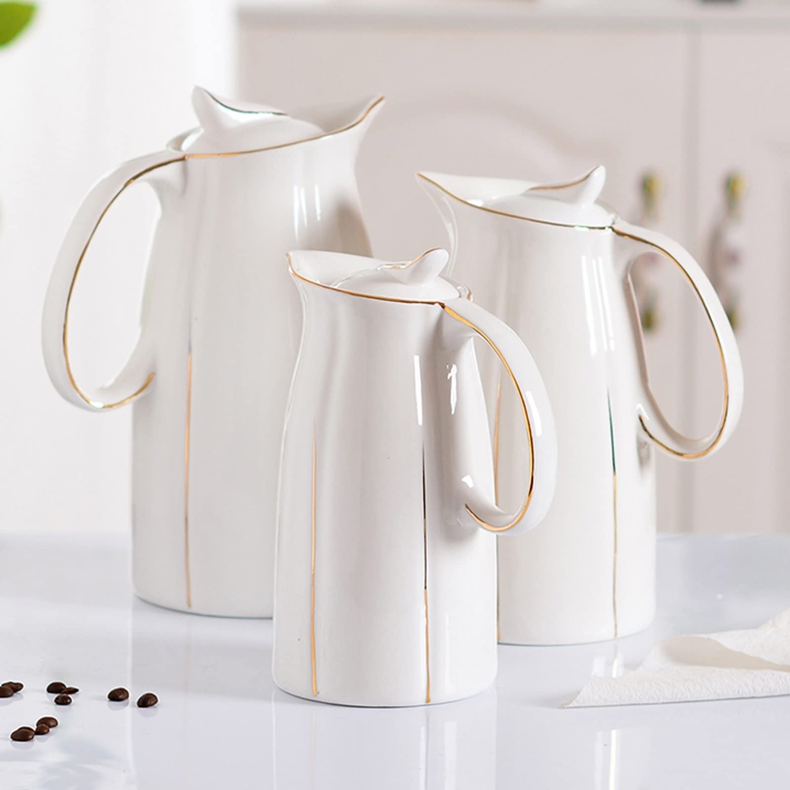 Pichets Pichet en céramique de Grande capacité avec Manche en céramique à Haute température résistante aux Boissons for Le Lait de thé Pot de Jus (Color : B, Size : 1.5L)