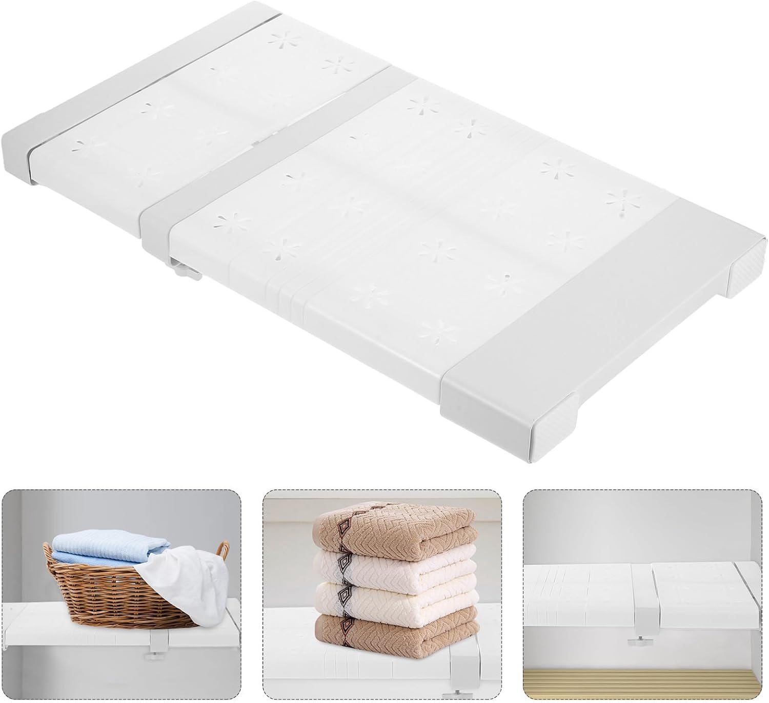 Adjustable Closet Tension Shelf Expanding Wardrobe Shelf Divider 31-42cm Length 24cm Width Closet Organizer Rack for Cabinet Storage