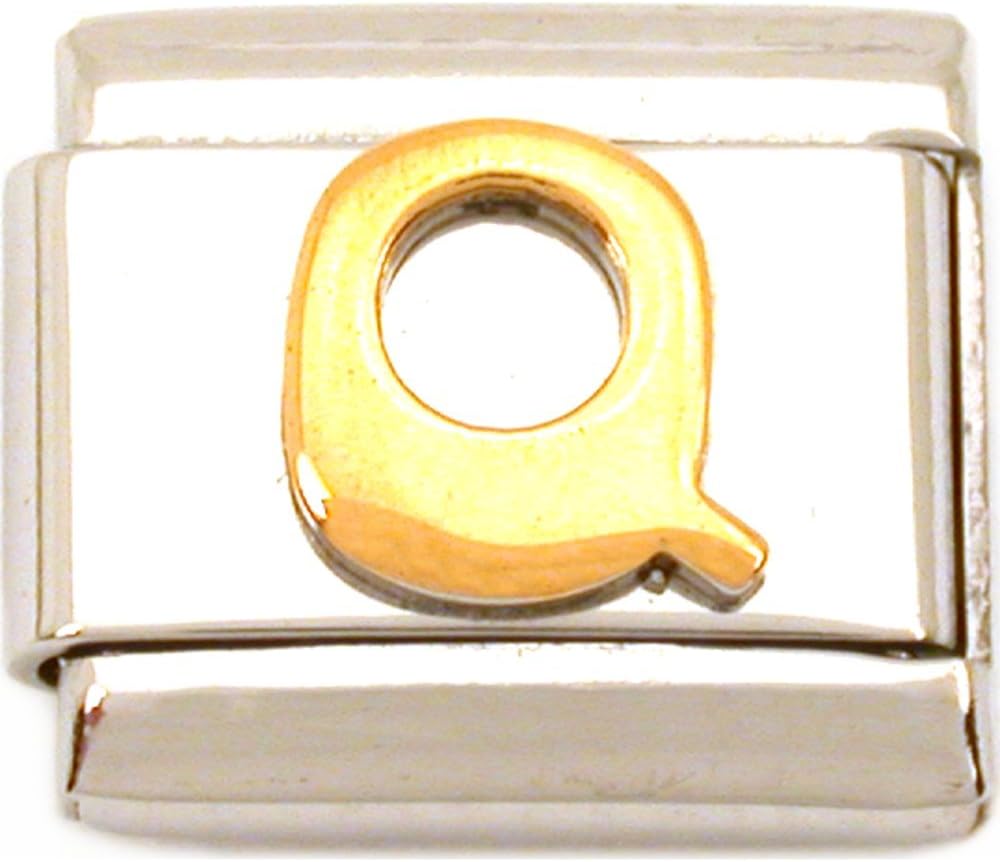 FindingKing Q Italian Charm Gold Plated Letter
