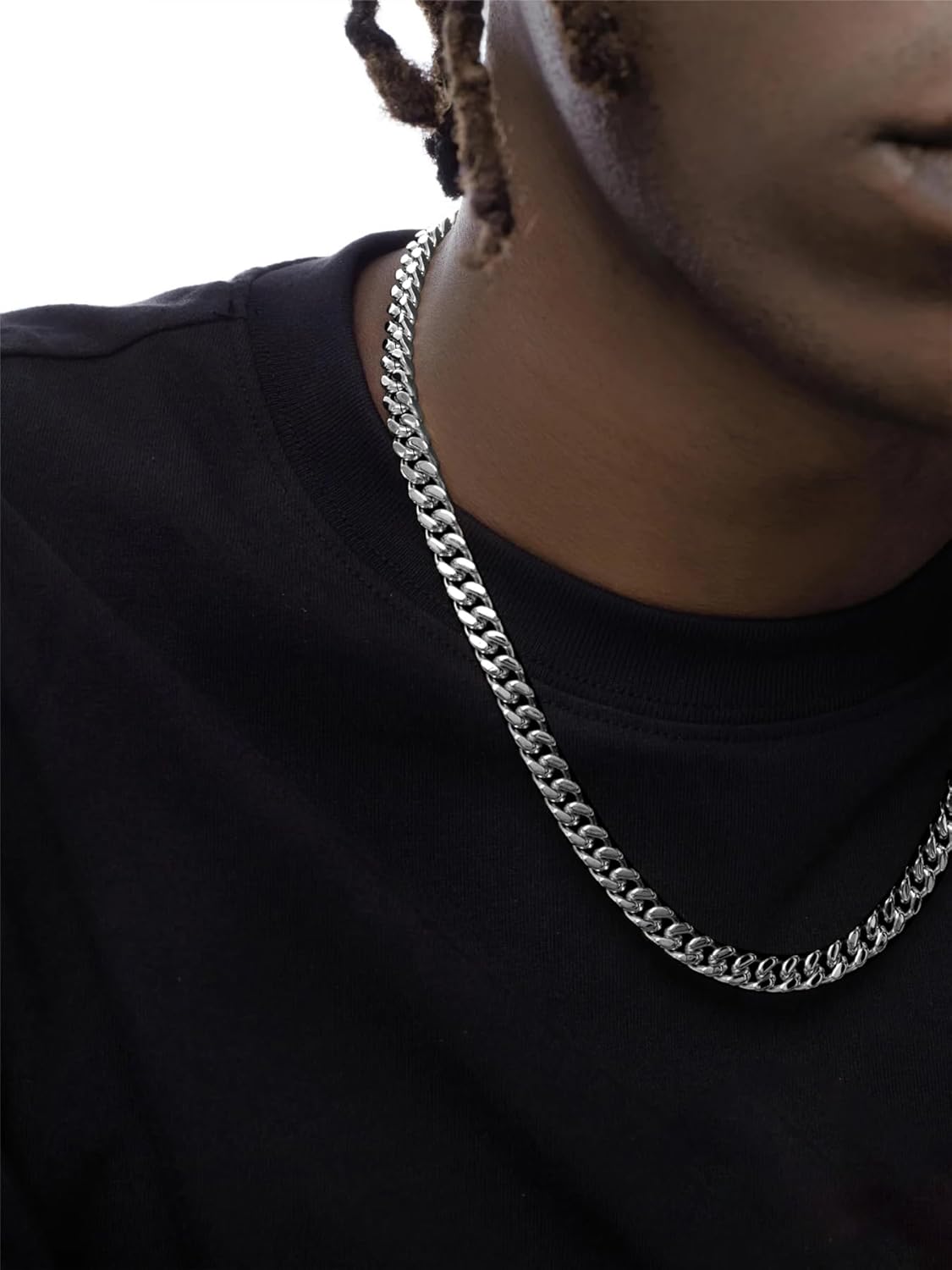 Stainless Steel Cuban Link Chain Necklace for Men, Real Gold/Black Plated Curb Chains, 5/7/9/11mm width,18"-30" Length Hip Hop Jewelry Gift, Send Gift Box - Image 2