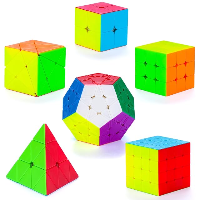 Coolzon Cubo de Mágico Set, 6 Pack Cubos de Velocidad 2x2x2 3x3x3 4x4x4 Pyraminx Megaminx Skewb Smoothly…