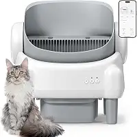 Caixa de Areia Autolimpante com Tampa Aberta, Caixa de Areia Automática para Gatos para Vários Gatos com Controle de Aplicativo, Sensor de Segurança e Forros de Areia de 2 Rolos