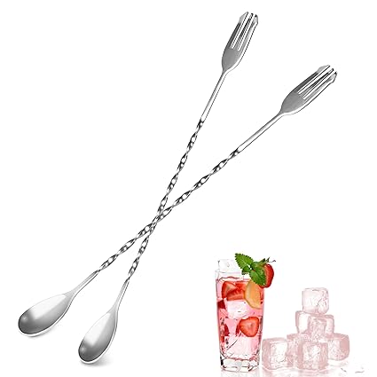 Cocktail Mixing Spoon 12.7 Inches, Cocktail Mixing Spoon Stainless Steel Stirring Spoon Set, Spoons for Cocktails and Mixing, Suitable for Bars, Restaurants, and Parties ?2pcs)
