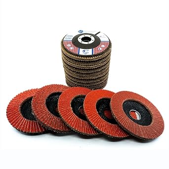 Benchmark Abrasives 4.5" x 7/8" Ceramic Type 27 Flap Discs 4 1/2 for Angle Grinder, Sanding Discs, Finishing, Stock Removal on Stainless Steel & More - Grinding Wheels - 10 Pack Mix Grit