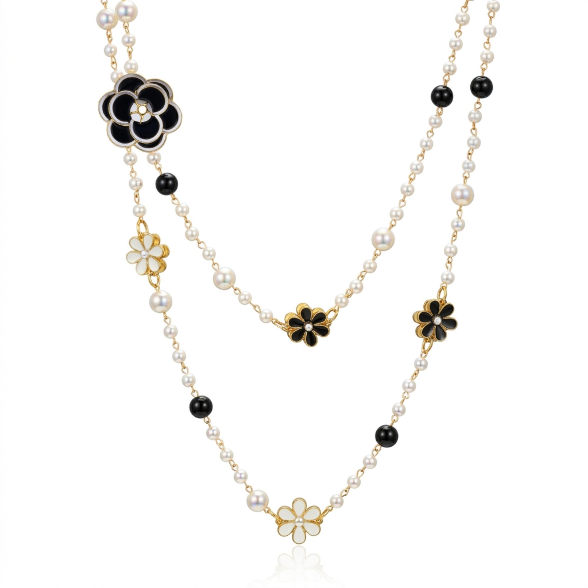 IDOKAWA Long Layered Pearl Necklaces for Women, Vintage Statement Jewelry
