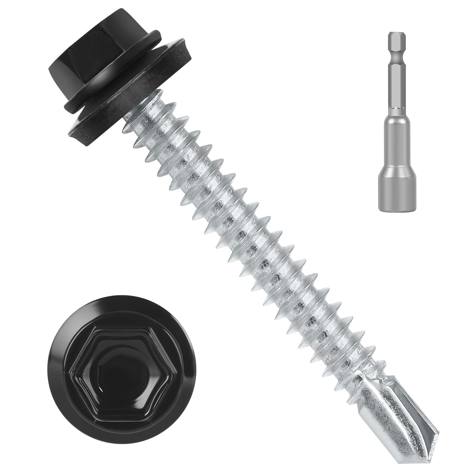 Black Metal Roofing Screws - 50 Pack -10