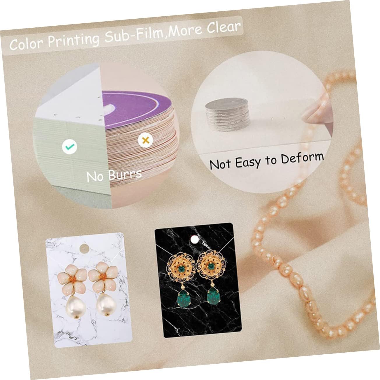 jojofuny 1set Marble Pattern Jewelry Display Cards for Earrings and Necklaces Includes Clear Bags and Earring Backs for Jewelry Shops and Craft Shows