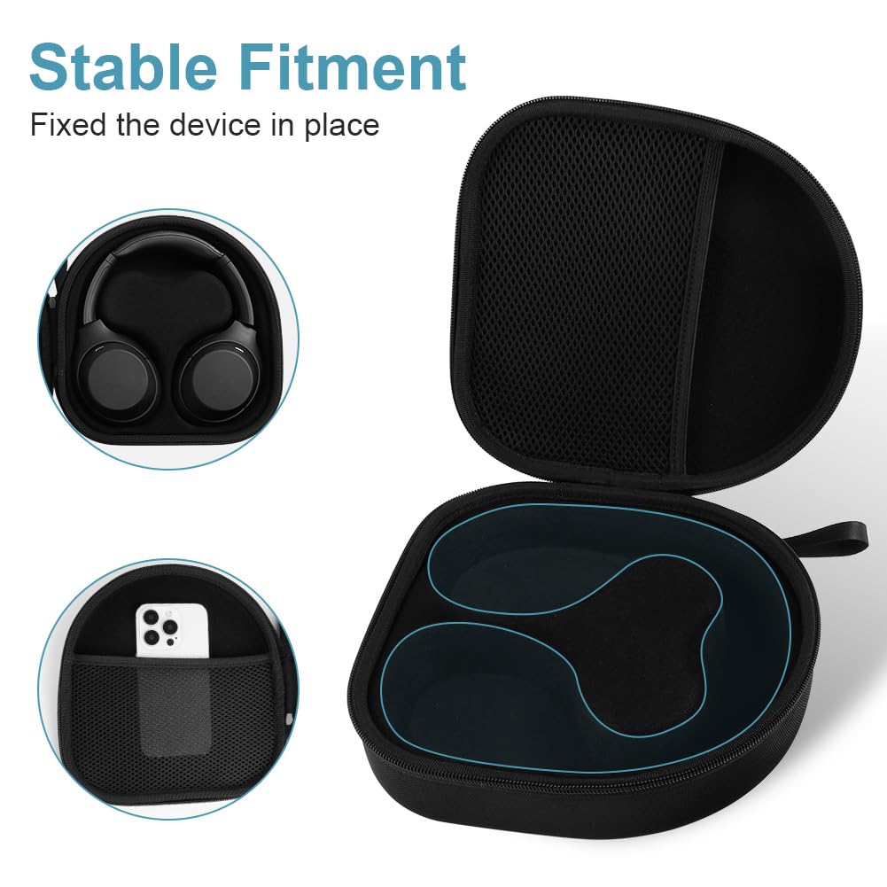 Ainiv Czarny Etui Kompatybilny ze Słuchawkami Bezprzewodowymi z Redukcją Szumów Sony WH-CH700/710/720N WH-1000XM4 i JBL 720BT 710BT, Hardshell Eva Torba na Słuchawki Podróżna z Wyjmowanym Wzmocnieniem