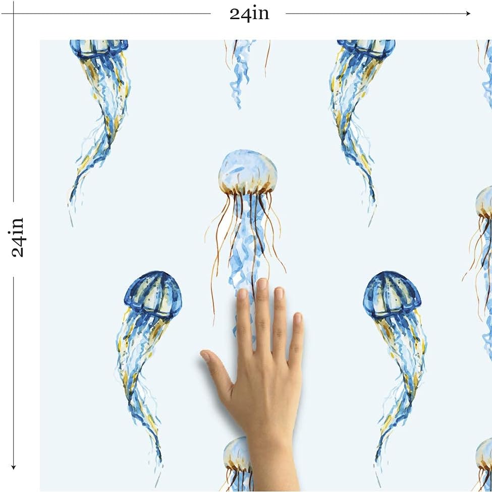 Walls By Me Peel and Stick Blue and Orange Nautical Removable Wallpaper 2958-2ft x 4ft (61x122cm)