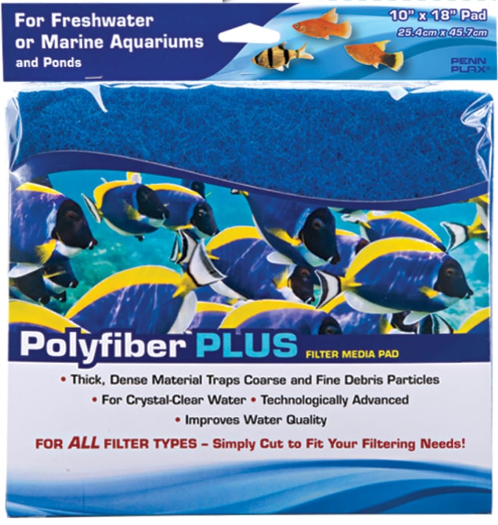 Penn-Plax Cascade Poly Fiber Plus Aquarium Filter Media Pad - Flexible Cut-To-Fit for Freshwater, Saltwater Tanks & Ponds - Works with All Filter