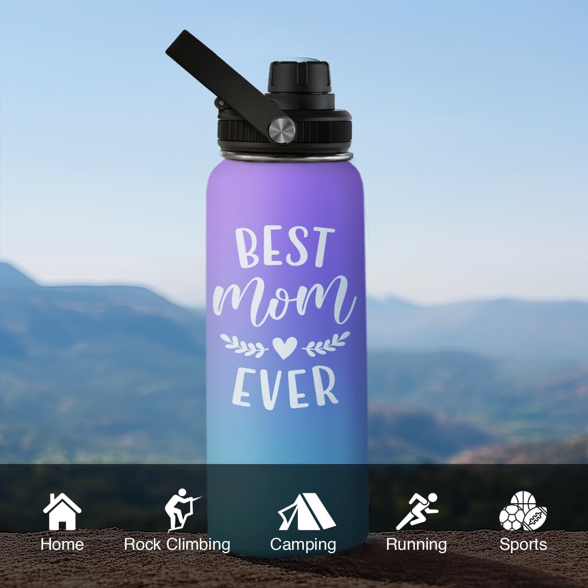 Best Mom Ever Water Bottle 32oz Stainless Steel Insulated Water Bottles - Gifts for Moms from Son Daughter - Mothers Gifts for Birthday Christmas - Image 7