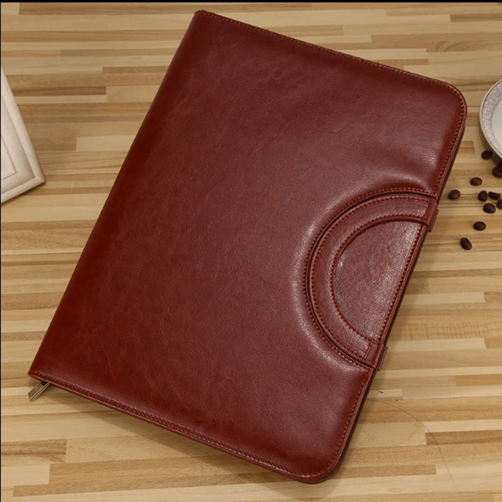 JFDBGU Multi-Funzione di Cartella, Vendite Clip Zipper Bag Portatile Folder Manager con calcolatrice di Misura Camera di Clip(Brown)