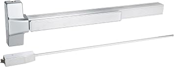 Hager 4500 Series Stainless Steel/Zinc Grade 1 Heavy Duty Fire Rated Less Bottom Rod Type Exit Device, 36" Length, 84" Opening Standard, Satin Chrome Finish
