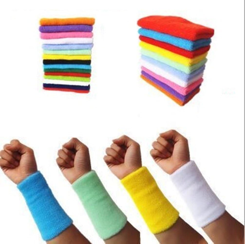 Kagogo 6 Inch Long Thick Cotton Sports Wristband/Sweatband for Basketball Tennis and Other Sports, Price/Pair (Black) : Sports & Outdoors