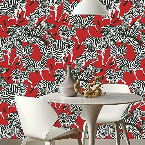 RoomMates Waverly RMK11876RL Herd Together Peel and Stick Wallpaper (18 in x 18.86 ft) – Easy Application, No Sticky Residue – Red and White RoomMates Waverly RMK11876RL Herd Together Peel and Stick Wallpaper (18 in x 18.86 ft) – Easy Application, No Sticky Residue – Red and White