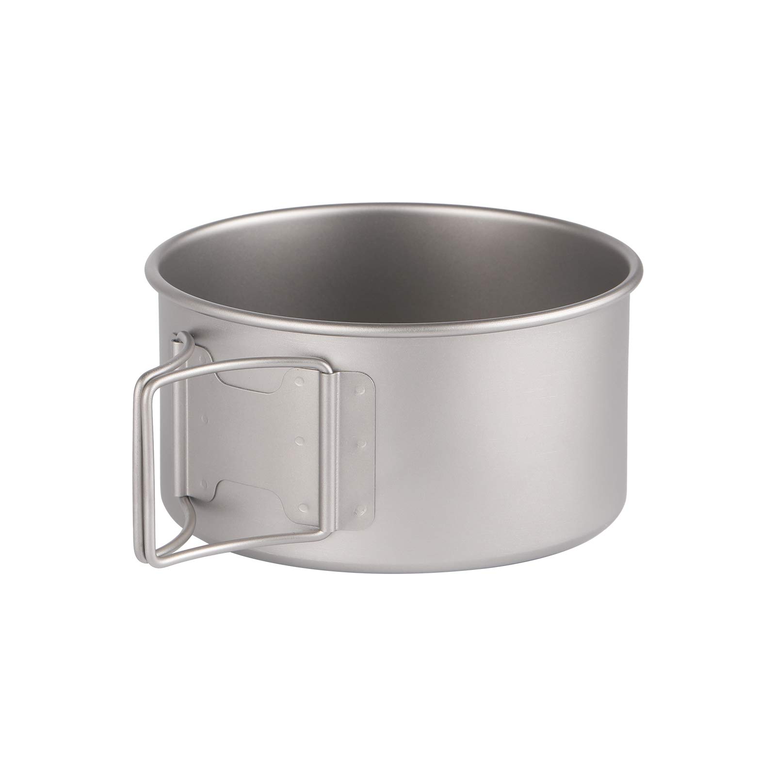 Titan-Schüssel-Topf mit faltbarem Griff, einwandige Titan-Kochgeschirr-Schüssel mit klappbarem Griff für Outdoor, Camping, Wandern, Picknick (550 ml)
